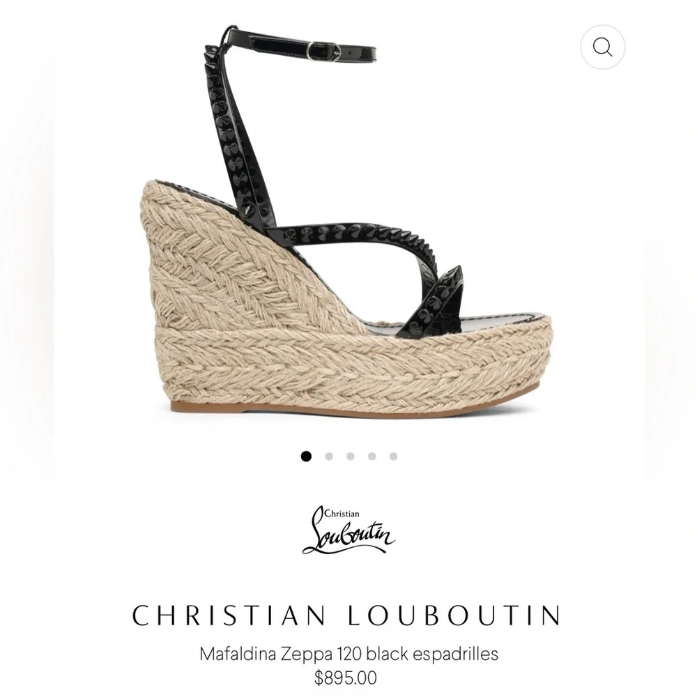 Christian Louboutin Mafaldina Wedge Espadrille Sandals Black/Tan Size 38 New - Picture 6 of 11